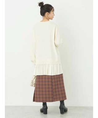 earth music&ecology バックヘムプリーツチュニック Ivory