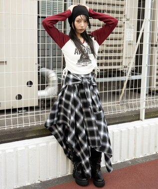 WEGO キーネックサイドドロストラグランロンT レッド