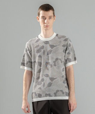  メキシカンブラインドジャガード　クルーネック半袖ニット