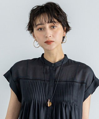 23区 ラウンドストーン ネックレス ダークブラウン系