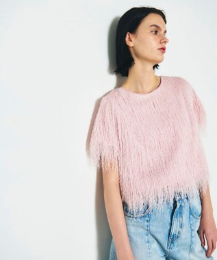 GRACE CONTINENTAL フリンジトップ ピンク