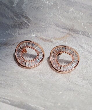 Tiaclasse 【金属アレルギー対応】ウェーブサークルピアス ピンクゴールド