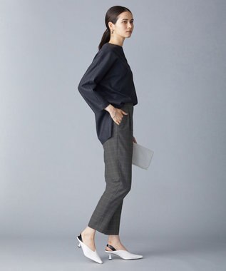 ICB 【洗える・WEB限定カラーあり】 ウールミルドサキソニー キーネックブラウス チャコール系