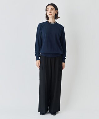 UNFILO MENS 【男女兼用】ライトウォーム クルーネックニット ネイビー