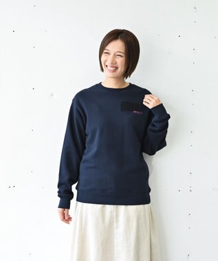 muuc 〈コットン100% 12.7オンス生地＆裏面パイル〉花刺繍のスウェット ネイビー