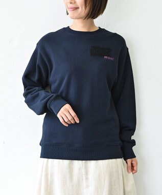 muuc 〈コットン100% 12.7オンス生地＆裏面パイル〉花刺繍のスウェット ネイビー