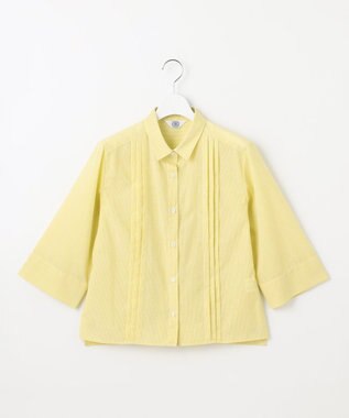 J.PRESS LADIES 【洗える】リネンminiチェック フロントピンタック シャツ ピスタチオ系