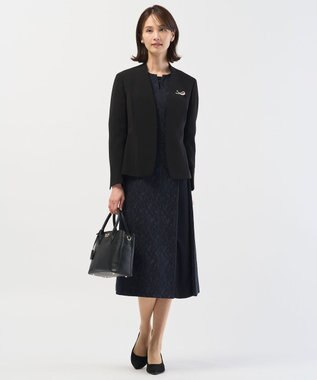 J.PRESS LADIES S ボタニカルジャガード ワンピース ネイビー系