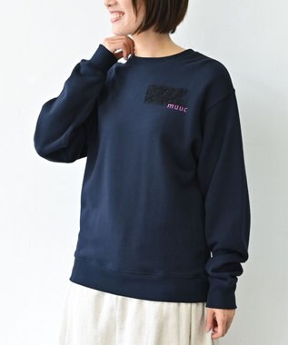 muuc 〈コットン100% 12.7オンス生地＆裏面パイル〉花刺繍のスウェット ネイビー