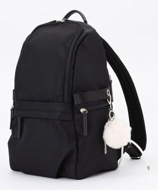 ICB 【4/3-4/19期間限定・受注生産】選べるチャーム 8ポケットナイロンリュック カスタマイズ ファー白&フェイクレザーロープ白