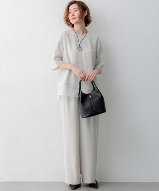 23区 【WEB&一部店舗限定】ストレッチジョーゼット ワイドパンツ ベージュ系