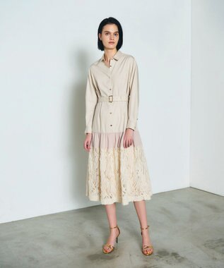 GRACE CONTINENTAL 刺繍ヘムシャツワンピース ベージュ