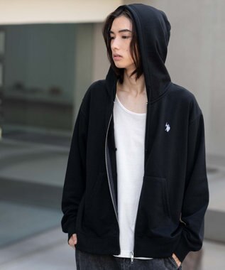WEGO 【WEB限定/ユニセックス着用ITEM/25年秋冬新作/SMLサイズ展開】別注U.S.POLO ASSN.　ZIPパーカー ブラック