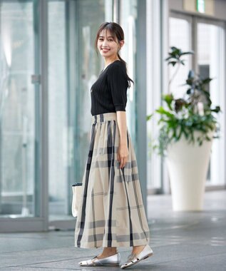 Tiaclasse 【洗える】パフスリーブ透かし編みニットトップス ブラック