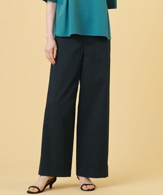 J.PRESS LADIES L 20チノストレッチ ストレート パンツ ネイビー系