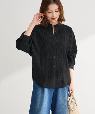 Green Parks シアーチェック７分袖シャツ