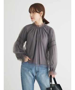 Green Parks ・ＥＬＥＮＣＡＲＥ　ＤＵＥ　チュールハイネックブラウス