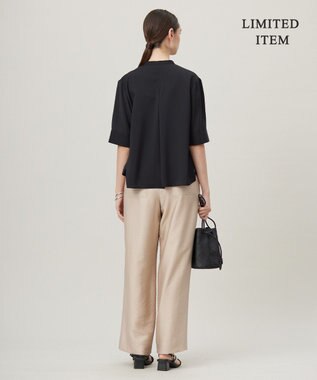 ICB L 【WEB限定・接触冷感・UVケア・吸水速乾・防シワ・洗える】 ドレープツイル クロップドシャツ ブラック系