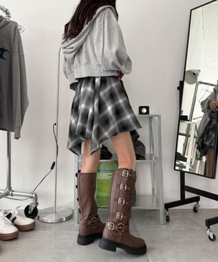 WEGO ハトメベルトロングブーツ ブラウン