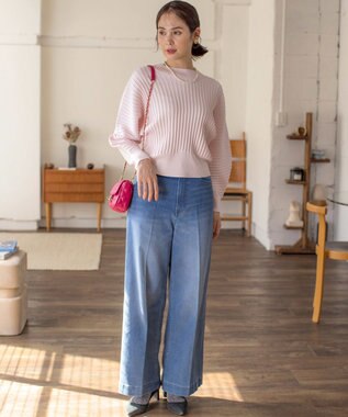 組曲 【手洗い可】ELENAスパンコールドルマン ニット ピンク系