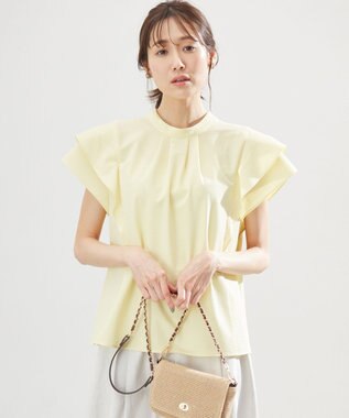 組曲 【前後着用可】ドライタッチダブルフレア ブラウス イエロー系