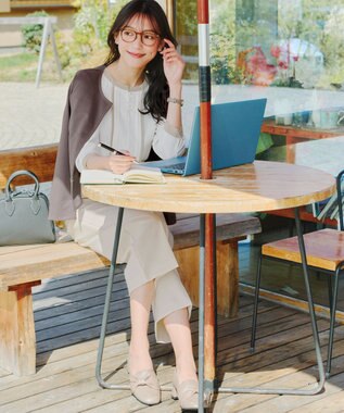 Tiaclasse L 【新色追加・洗える】センタープレスワイドパンツ アイボリー