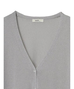 earth music&ecology ラメ入りニットカーディガン Light Gray