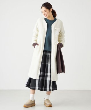 SHARE PARK LADIES 【LADIES】ボアフリースロングカーディガン オフホワイト