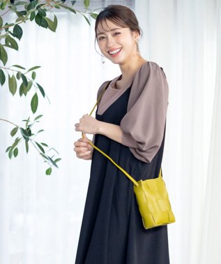 Tiaclasse L 【新色追加・洗える】異素材パフ袖トップス モカ