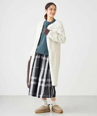 SHARE PARK LADIES 【LADIES】ボアフリースロングカーディガン オフホワイト