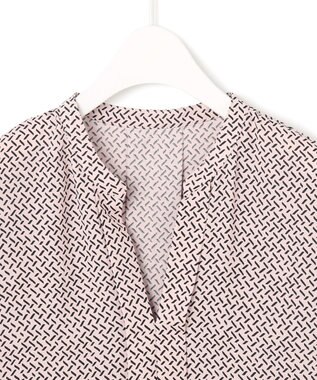 ICB 【人気のため新色追加・WEB限定・接触冷感・UVケア・速乾・洗える】BackSatinAmunzen 5分袖キーネックブラウス ヘイズピンク柄系