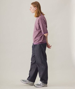 UNFILO MENS FINE MOVE クルーネック ニット [24年春夏商品] モーブボーダー