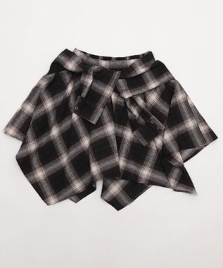 WEGO ネルシャツライクイレヘムミニスカート ブラウン