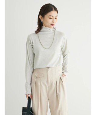 Green Parks ラメリブタートルカットソー Off White