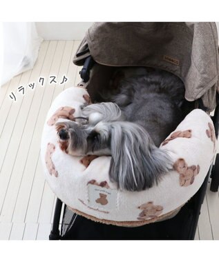PET PARADISE ペットパラダイス くまちゃん 遠赤外線 ボア カート用クッション オフホワイト×ブラウン