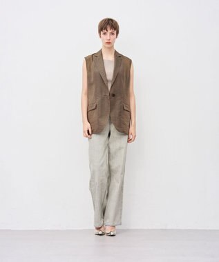 uncrave シアーオーガンジー テーラードジレ カーキベージュ