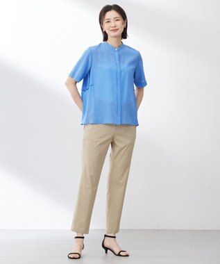 J.PRESS LADIES 【洗える】セルロースリネンストレッチ テーパード パンツ ベージュ系