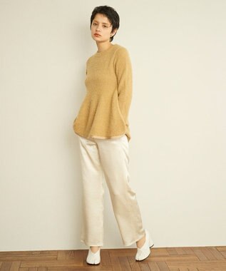 #Newans 【洗える】フレアシルエットチュニックニット ベージュ系