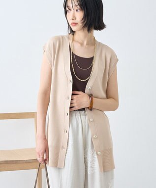 AMERICAN HOLIC 金ボタンニットジレ Beige