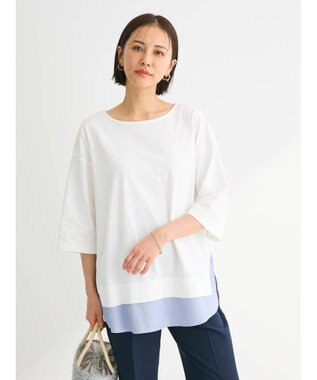 Green Parks 裾ドッキングレイヤー風７分袖プルオーバー Off White