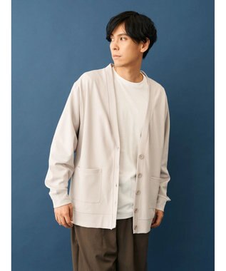 CRAFT STANDARD BOUTIQUE 強撚ポンチカーディガン＋Ｌ／Ｓ　ＴＥＥーＳＥＴ Light Gray