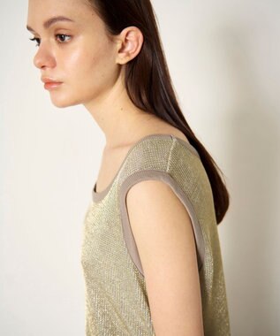 GRACE CONTINENTAL ラメカットトップ ゴールド