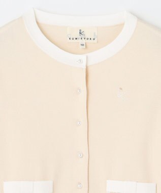 組曲 KIDS 【150-160cm】リボンインターシャニット カーディガン ベージュ系