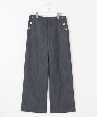 J.PRESS LADIES S 【洗える】セルロースシャンブレー ワイド パンツ ネイビー系