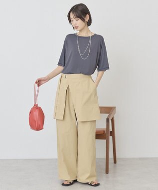 AMERICAN HOLIC 【先行予約】【マルチ機能】配色ステッチルーズTシャツ Chacoal Gray