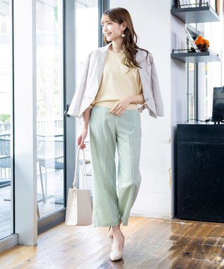 Tiaclasse L 【新色追加・洗える】異素材パフ袖トップス エクリュ