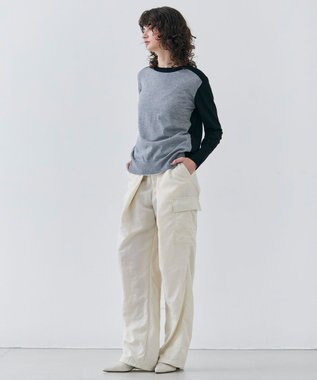 BEIGE， 【洗える】ACANTHUS / カーヴィーシルエットカーゴパンツ Ecru