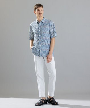 JOSEPH HOMME 【LIBERTY】クレイジーリバティ　半袖レギュラーシャツ サックスブルー系