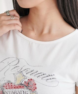 WEGO ラインストーンハートグラフィックちびT ホワイト