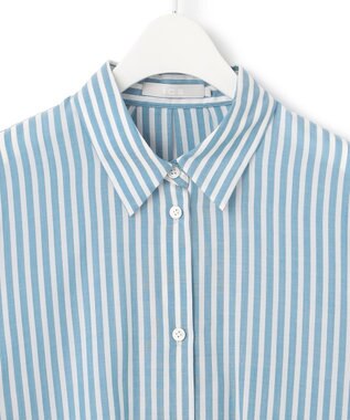 ICB 【接触冷感・洗える】 キュプラローンストライプ シャツ サックスブルーストライプ系